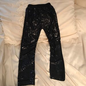 Girls Sz 7 Boutique Black Sequin Stretch Pants